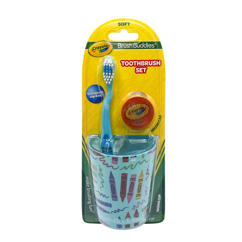 Toddler Soft Bristle Toothbrush Set with Cover and Rinse Cup - Crayola Design