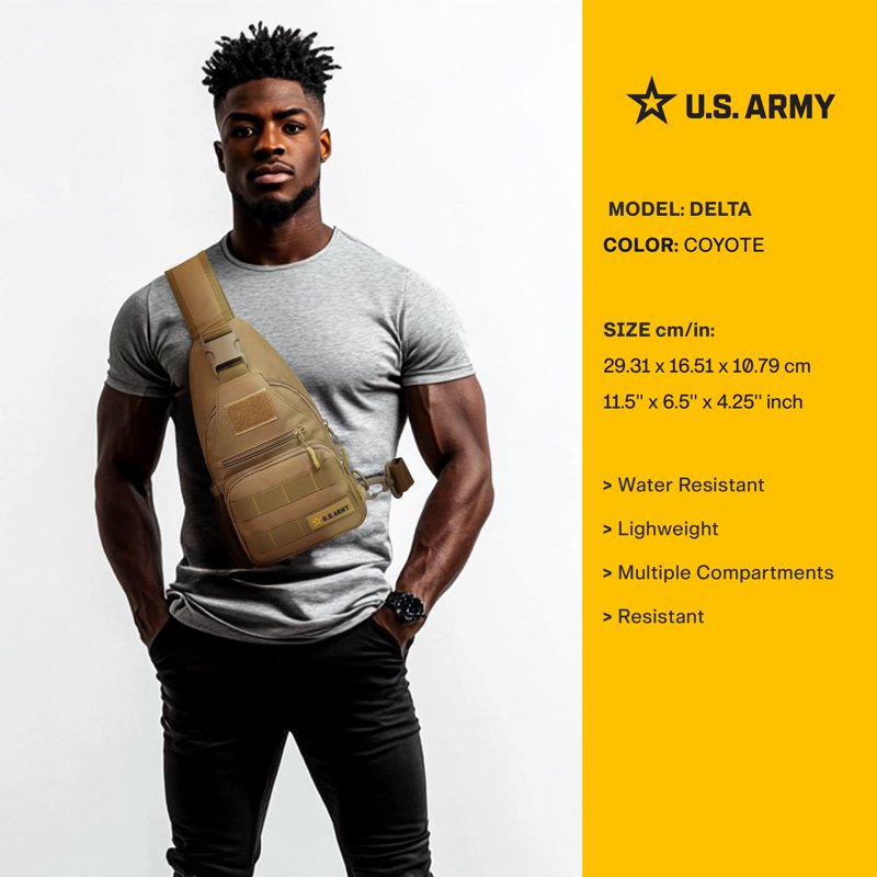Tactical Sling Bag for Military & Outdoor Use - Water-Resistant, MOLLE Webbing, Multi-Compartment