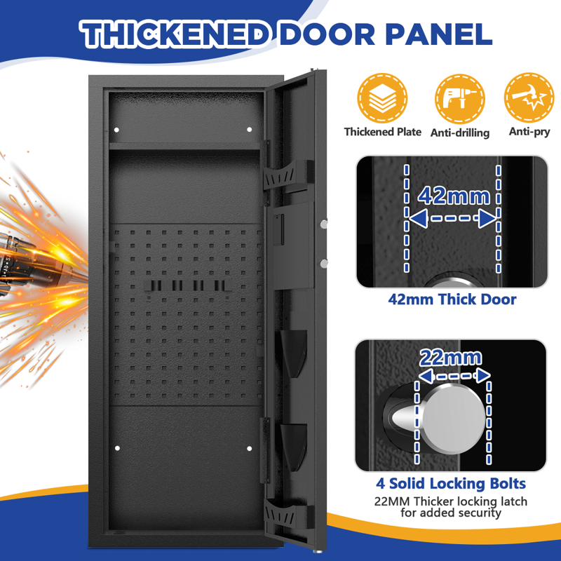 12-15 Gun Cabinet Safe with Quick Access & Removable Shelves