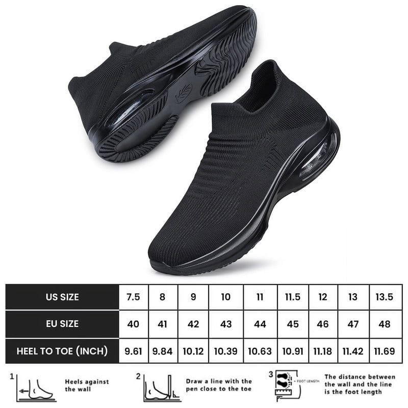 Men's Lightweight Breathable Non-Slip Walking Shoes - All Black Size 7.5