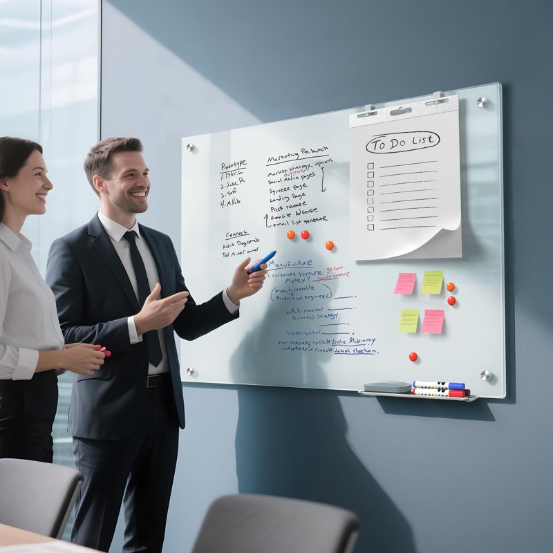 Magnetic Glass Whiteboard 36x24 Inch Frameless Dry Erase Board Office Home