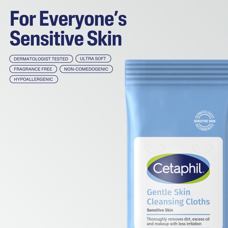 Gentle Skin Cleansing Cloths for Face & Body - Fragrance Free, 50 Count, Multi Pack