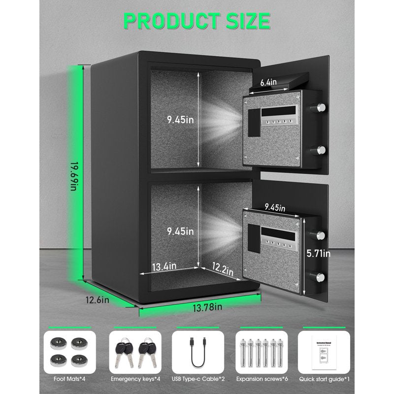 Large Fireproof Digital Home Safe with Dual Alarm & Deposit Slot - 5 Cu Ft