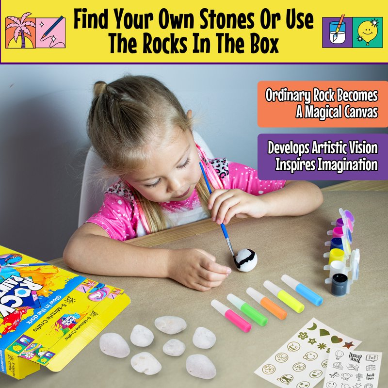 Glow in The Dark Rock Painting Kit for Kids - Arts & Crafts Set with 10 River Rocks