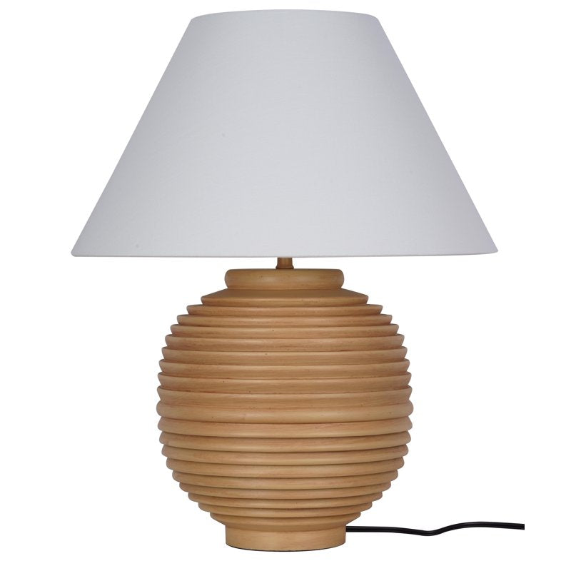 22 Inch Table Lamp with Ribbed Urn Base and White Fabric Shade