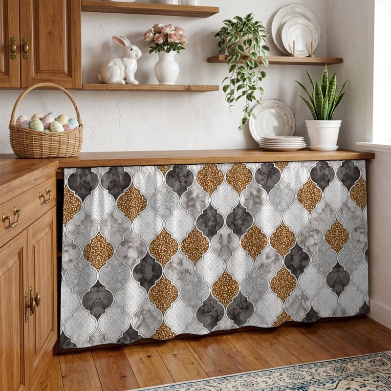 Waterproof Kitchen Cabinet Curtain Under Sink Dust-Proof Dust Cover 28 x 51 inches