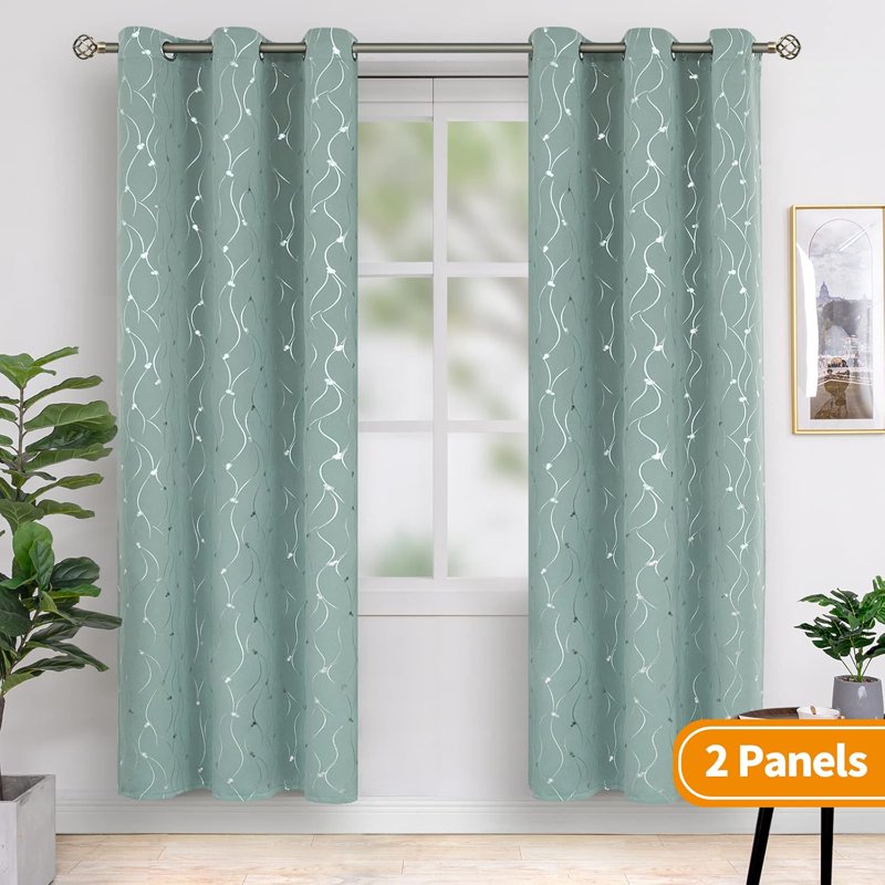 Room Darkening Insulated Blackout Curtains 84 Inches Long - Grommet Panel for Bedroom & Living Room