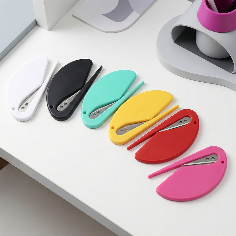 6 Pack Letter Openers with Stainless Steel Blades - Office Mail Envelope Slitter