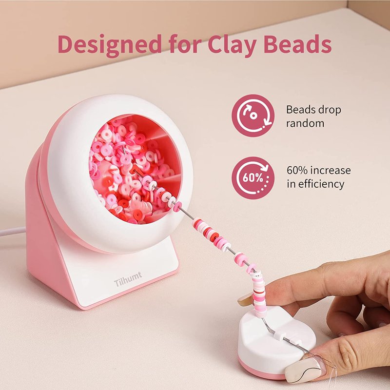 Electric Bead Spinner for Jewelry Making - Clay Bead Craft Tool with Needle & Thread