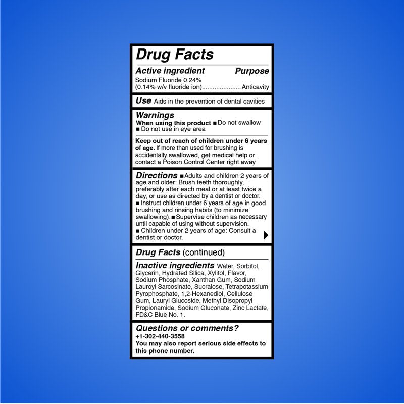 Flavored Toothpaste with Blue Raspberry Flavor - Fluoride, 100g