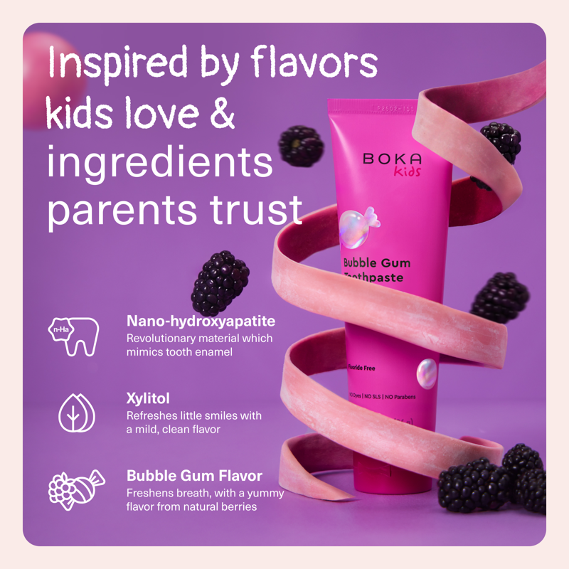 Kids Bubblegum Fluoride-Free Toothpaste with Nano-Hydroxyapatite 3.4oz