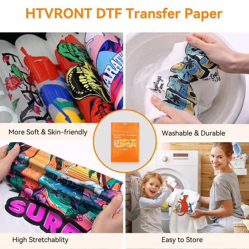 DTF Transfer Film for Sublimation - 12 Sheets A4 for Inkjet & DTF Printers
