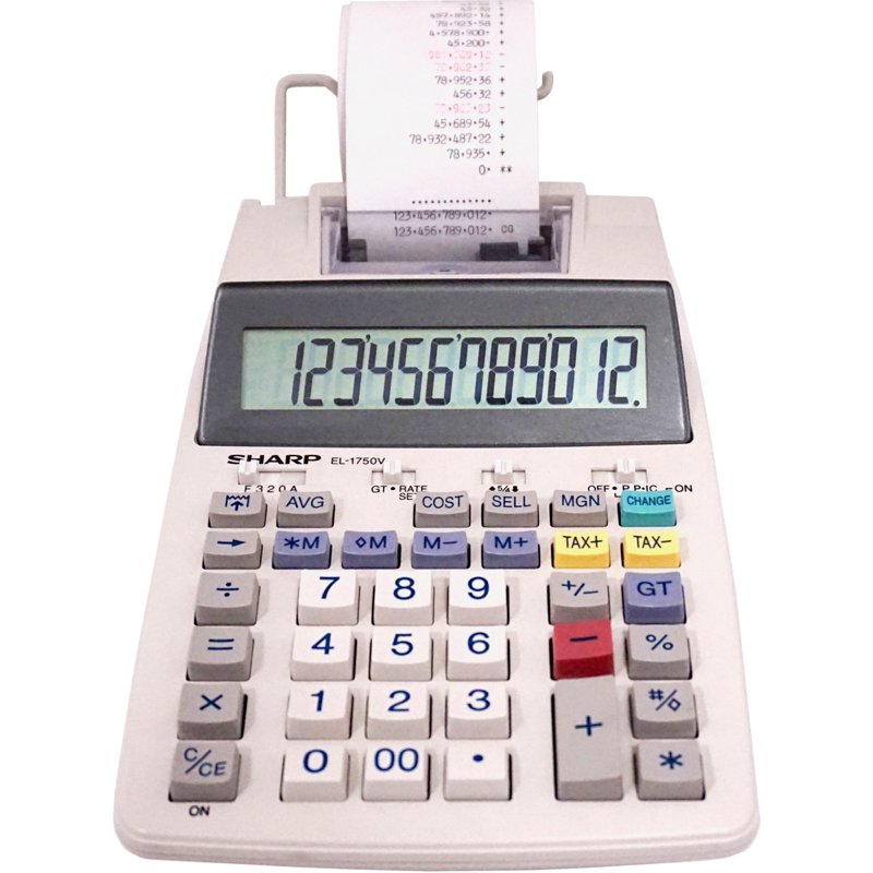 Sharp EL1750V Printing Calculator with Antimicrobial Protection and Large Display