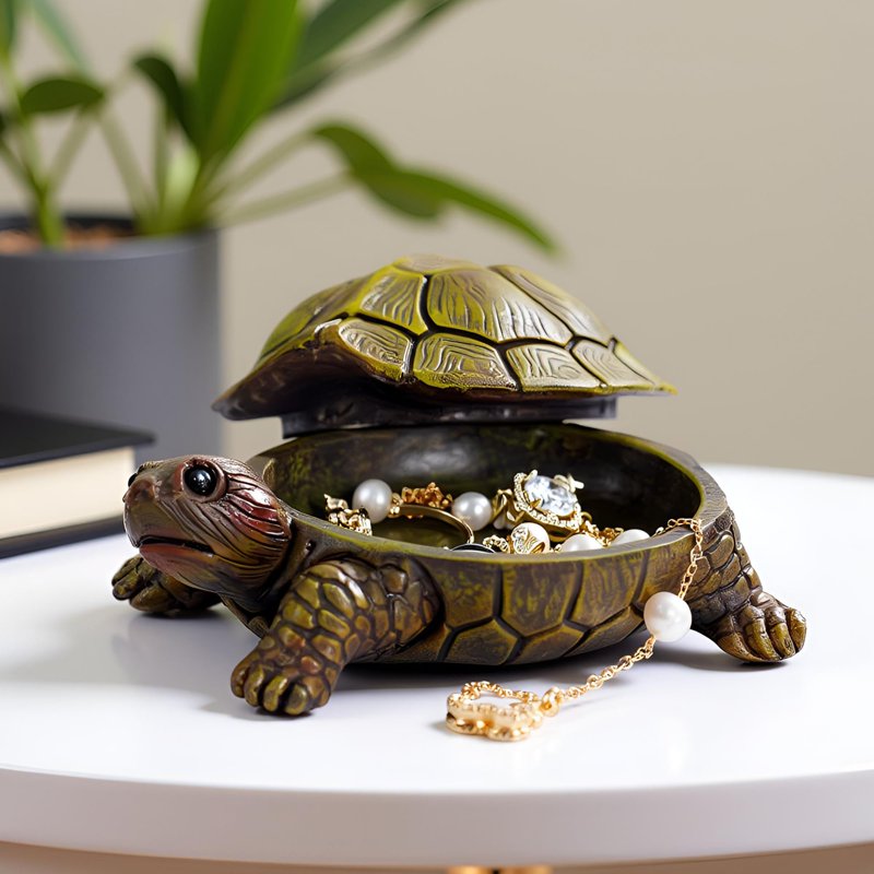 Outdoor Turtle Key Hider - Waterproof Fake Rock Garden Decor & Spare Key Storage
