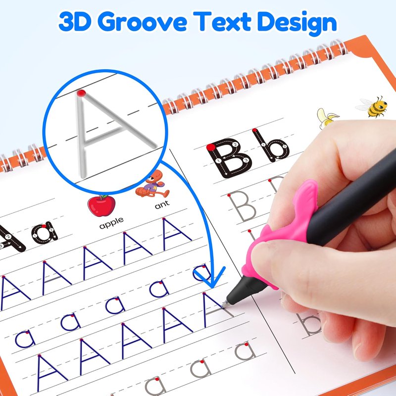Large Reusable Handwriting Practice Books for Kids Age 3-8 with Magic Ink Set