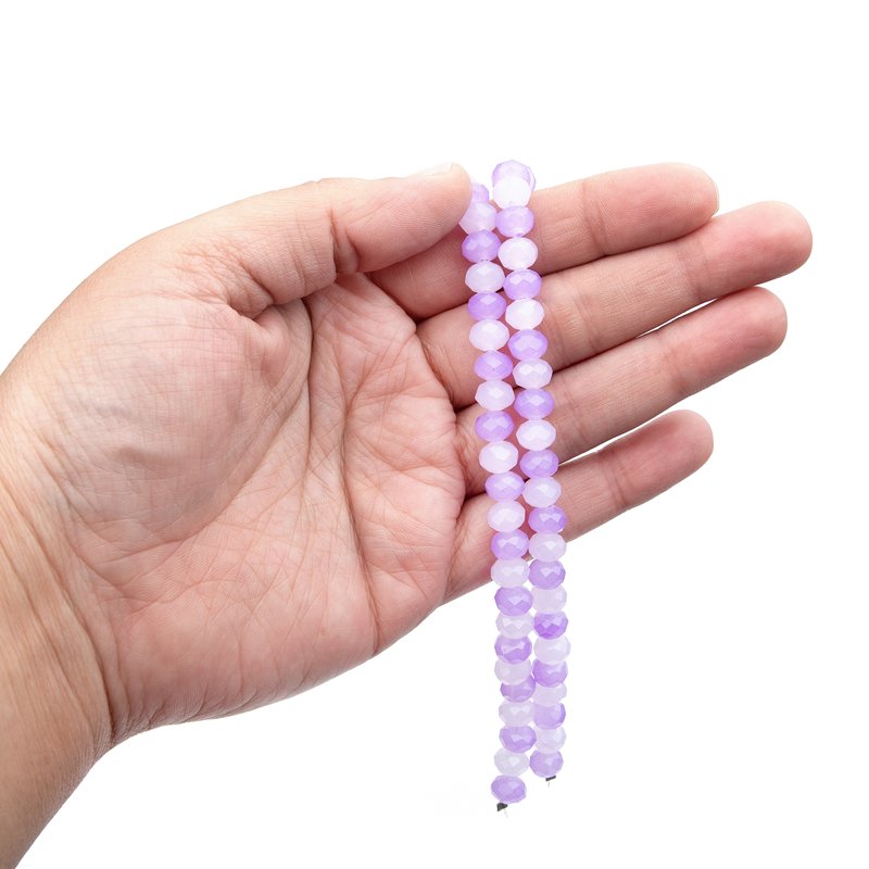 Glass Rondelle Beads 8mm - Purple Jewelry Making Supplies - 2-Strand 58 Pieces