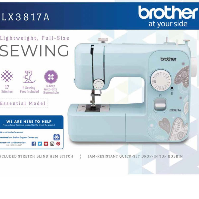 Portable Embroidery Sewing Machine with 17 Stitches and Accessories