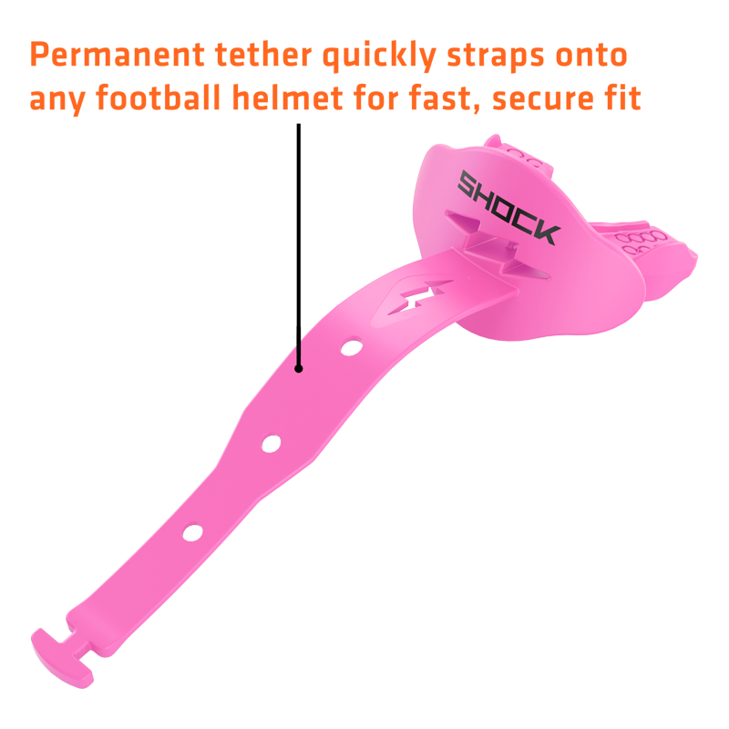 Football Lip Guard - Neon Pink, One Size, Secure Helmet Fit, Shock Doctor