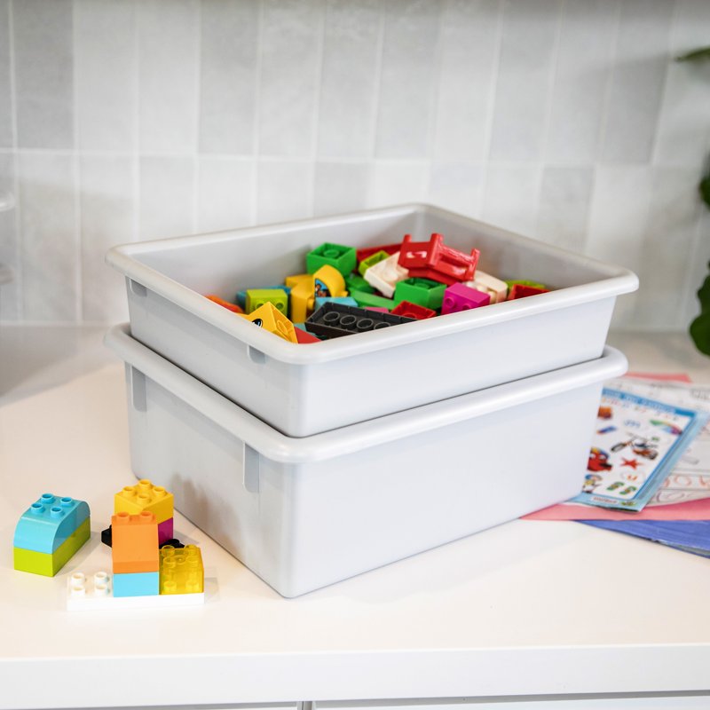 Letter Size Plastic Storage Trays with Lids - 10 Pack Classroom Organization