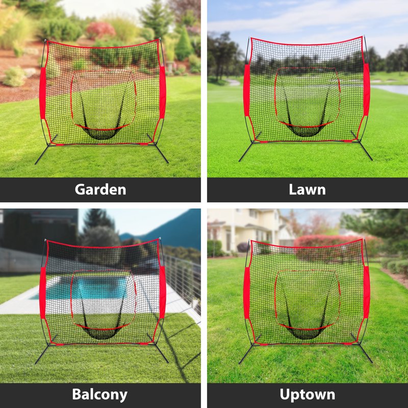 Portable Baseball & Softball Hitting Net 7x7ft with Carrying Bag - Practice & Training Equipment