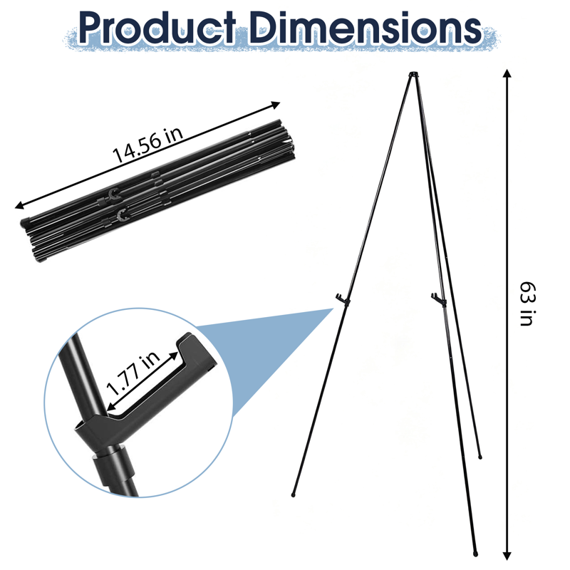 Portable Metal Easel Stand for Artwork & Sign Display, 63-Inch Tripod