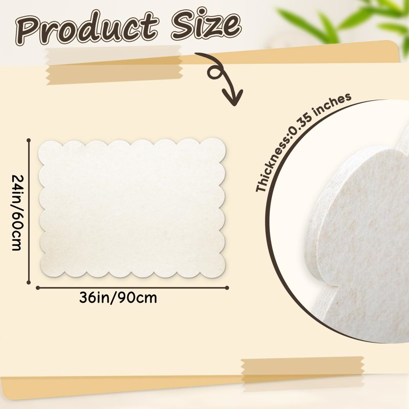 Foldable Scalloped Felt Bulletin Board 36x24 Inch Wall Display with Adhesive Backing