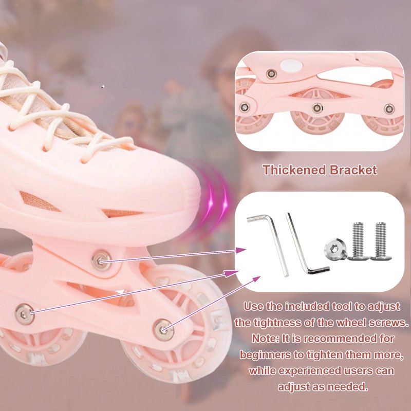 Adjustable Light Up Kids & Teen Inline Skates with Bag - Pink