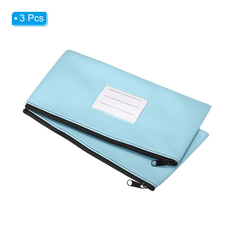 11x6 Inch Money Deposit Bag with Zipper - Leatherette Cash Pouch Set, Multiple Colors