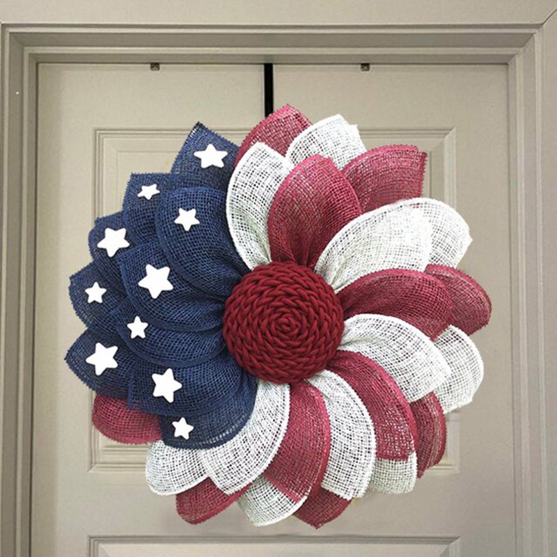 Patriotic 4th of July Wreath for Front Door Summer Holiday Decor Red White Blue