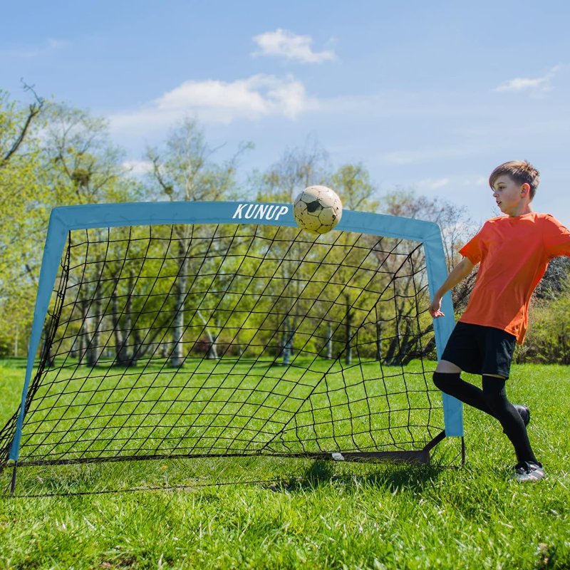 Kid Soccer Goal 6x4FT Portable Blue with Carrying Bag | Backyard Practice net