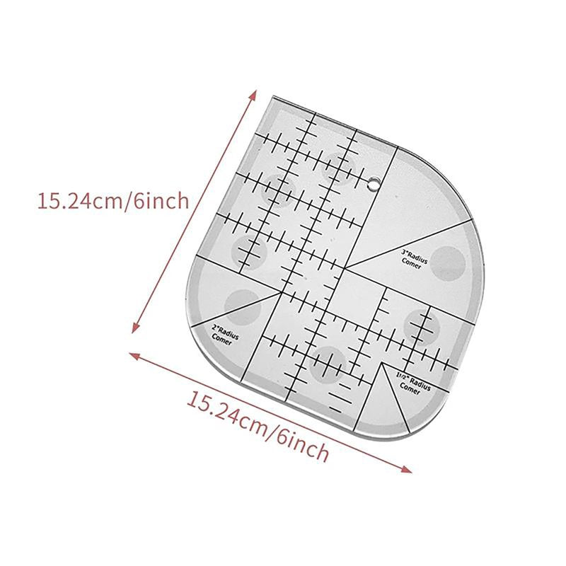 Curved Corner Cutter Ruler for Sewing and Patchwork - Plastic Template Tool