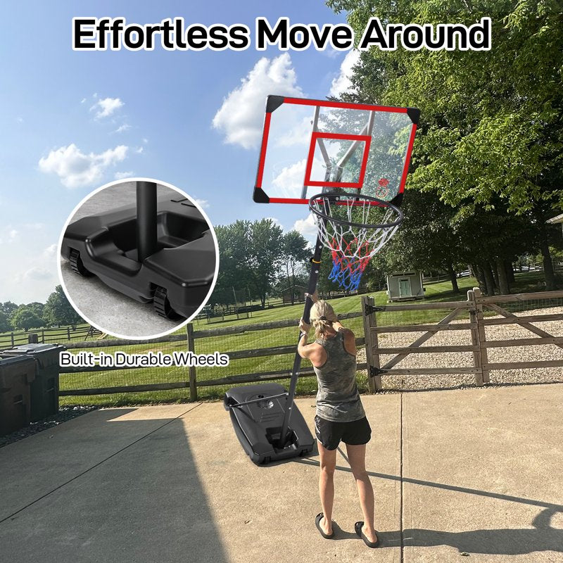 Kids Portable Basketball Hoop with Adjustable Height & Large Base