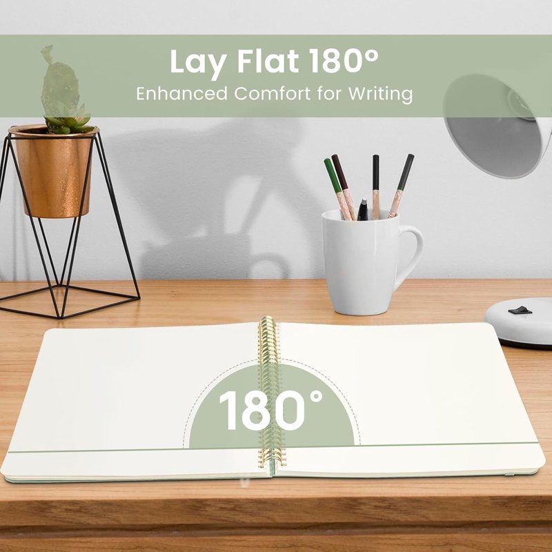 Large A4 Spiral Blank Notebook for Sketching & Journaling - 8.5x11 Inches, Green