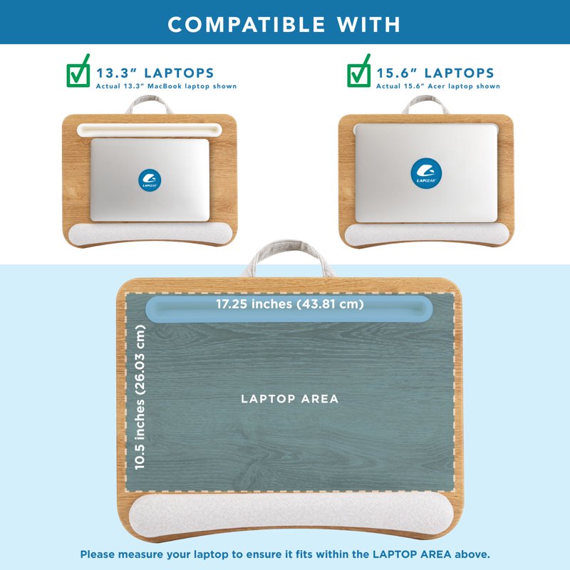 LapGear Portable Lap Desk with Cushion - Fits 15.6-Inch Laptop, White Oak Woodgrain (Variation: White Oak Woodgrain)