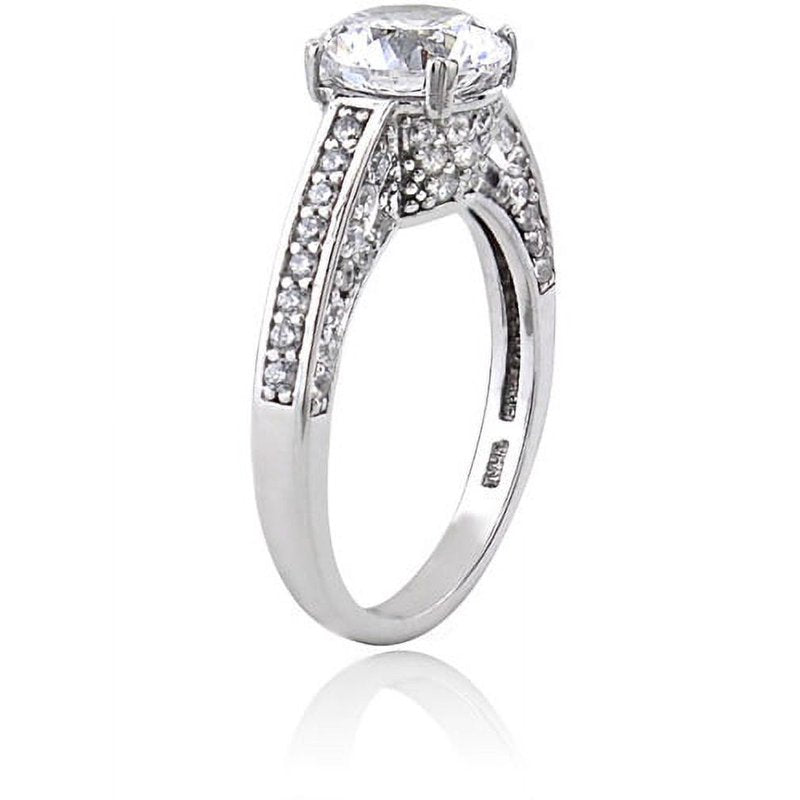 Sterling Silver 2ctw 100-Facet Cubic Zirconia Ring with CZ Stones - Multiple Sizes