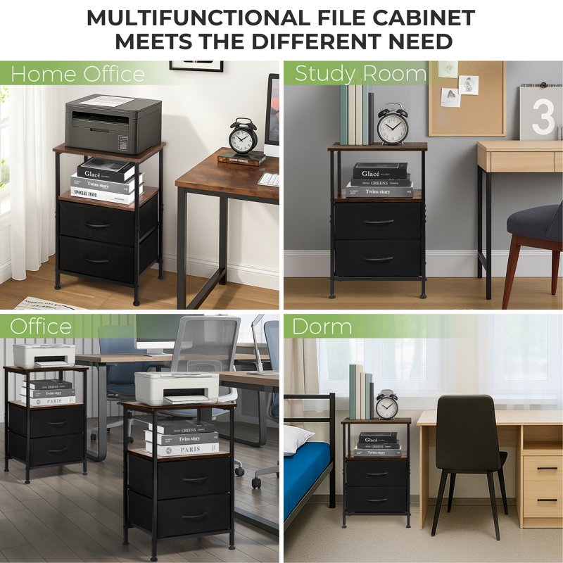 Modern Wood File Cabinet with Drawers for Home Office and Under Desk Storage