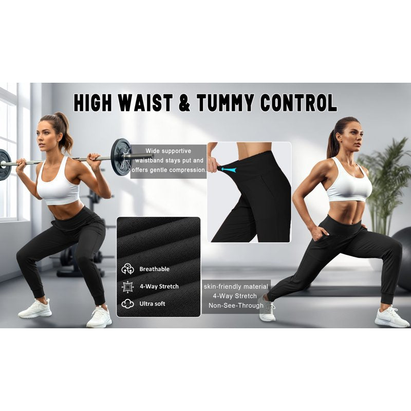 Women’s High Waisted Joggers with Pockets - Athletic & Casual Yoga Pants