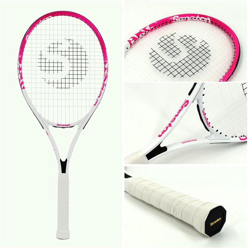 Adult Tennis Racket Set with 2 27-Inch Racquets, Balls, Grips & Dampers
