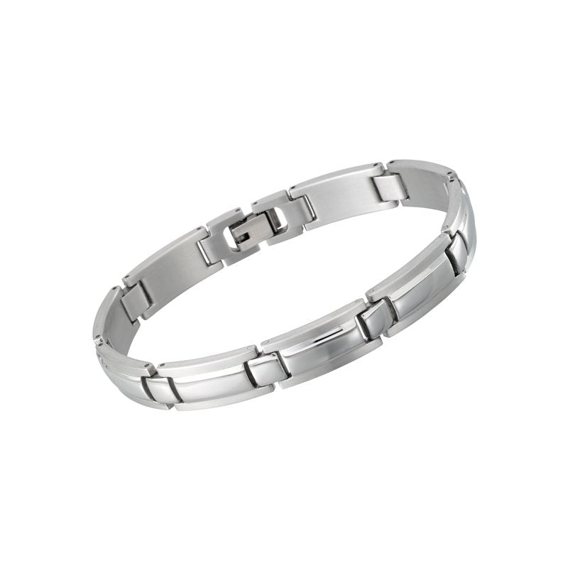 Men's White Stainless Steel Bracelet 8.5 Inch Modern Jewelry Gift