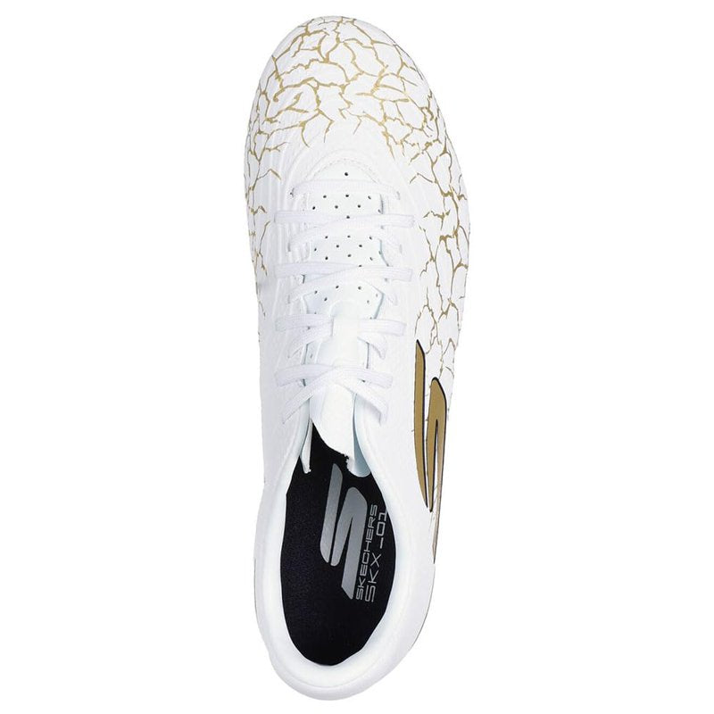 Skechers SKX 1.5 Academy FG Soccer Cleats - White/Black/Gold, Men's Medium