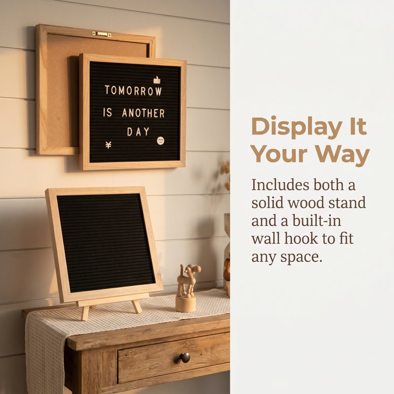Felt Letter Message Board 10x10 Inch with 340 Letters & Emojis for Home & Baby Announcements
