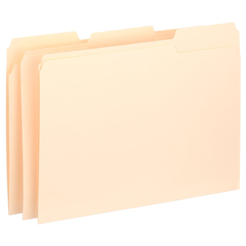 Letter Size File Folders with 1/3-Cut Tabs - Assorted Positions, 100 Pack