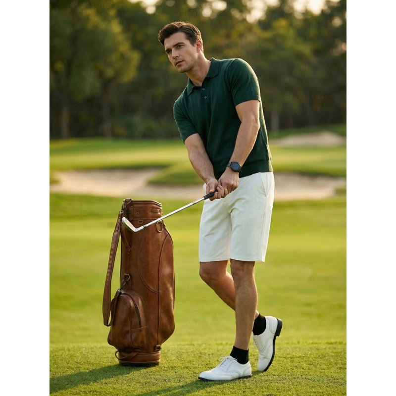 Men's 9-Inch Golf Shorts with Hidden Expandable Waist - Lightweight Bermuda
