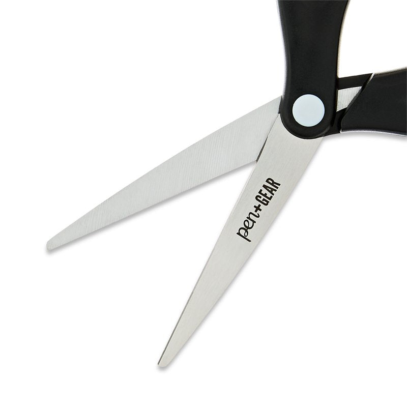 8-Inch Pointed Tip Scissors - Black Stainless Steel School & Office Supplies