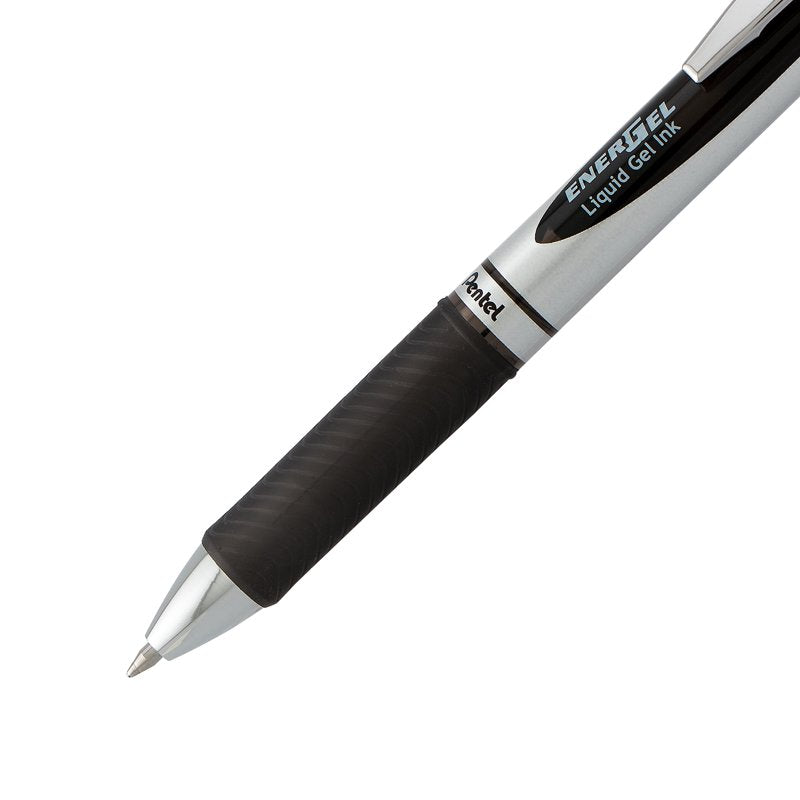 Gel Pen Set - Retractable Liquid Gel Pens with Metal Tips, Black Ink, 6 Pack