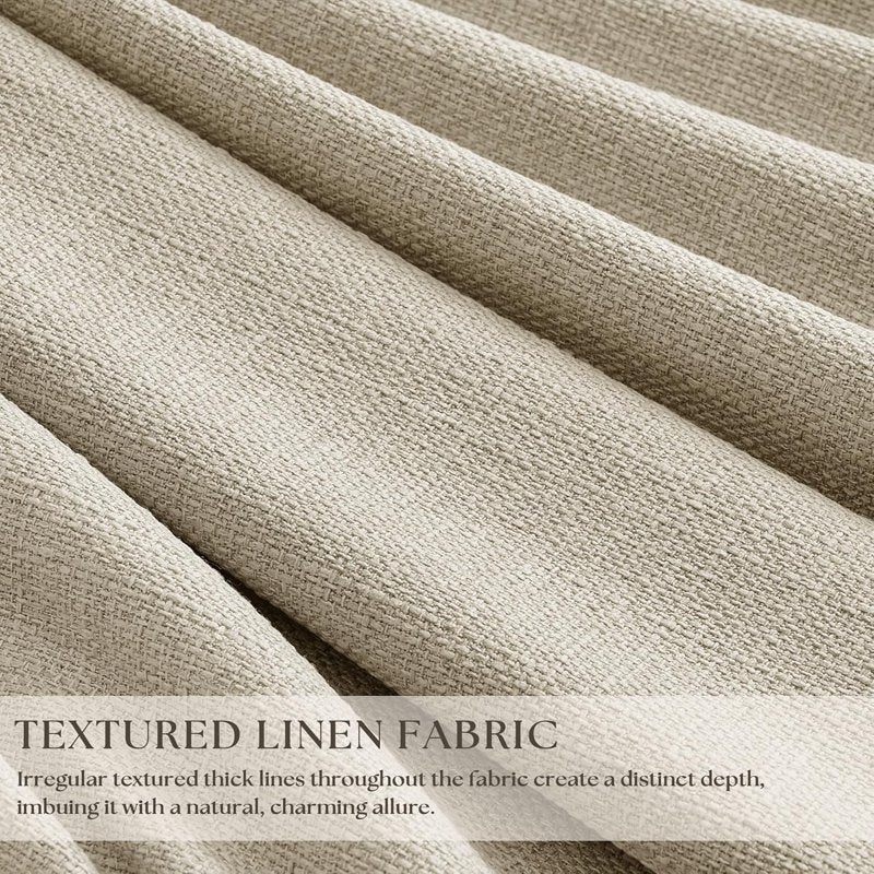 Linen Curtains 108 Inch Long Set - Cream Ivory Semi Sheer Pleated Drapes for Living Room & Bedroom
