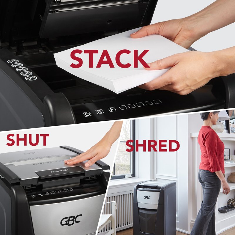 Office Shredder 230 Sheets Cross-Cut AutoFeed Commercial Paper Shredder