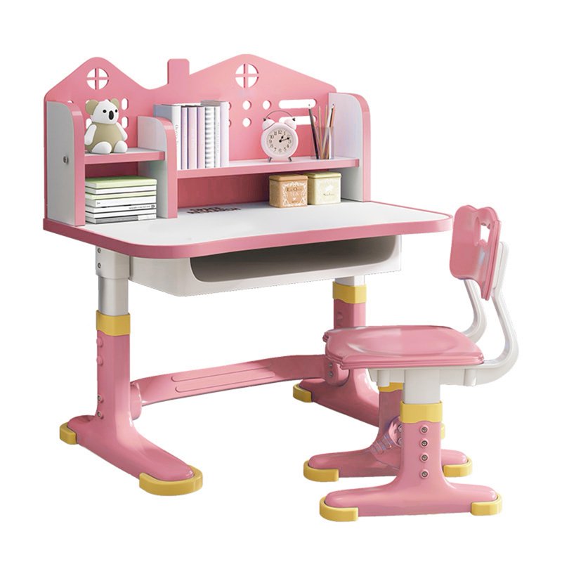 Kids Adjustable Study Desk & Chair Set with Widened Desktop & Storage Drawer