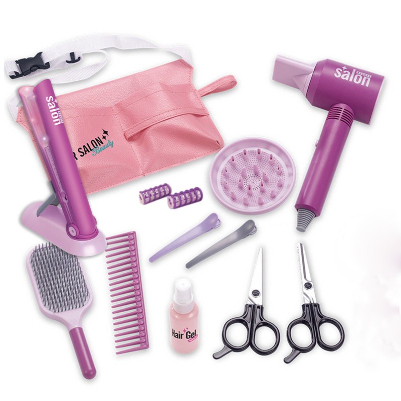 Kids Pretend Play Hair Salon Set with Hair Dryer & Mirror - Educational Role Play Toy