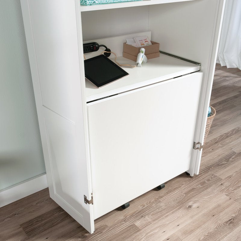 White Craft & Sewing Armoire with Drop Leaf Work Surface